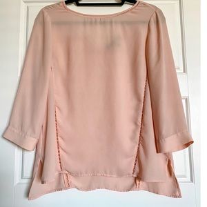 Scoop Neck Front And V Back Pink Blouse